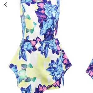 Blue sleeveless Floral Slim Jumpsuit